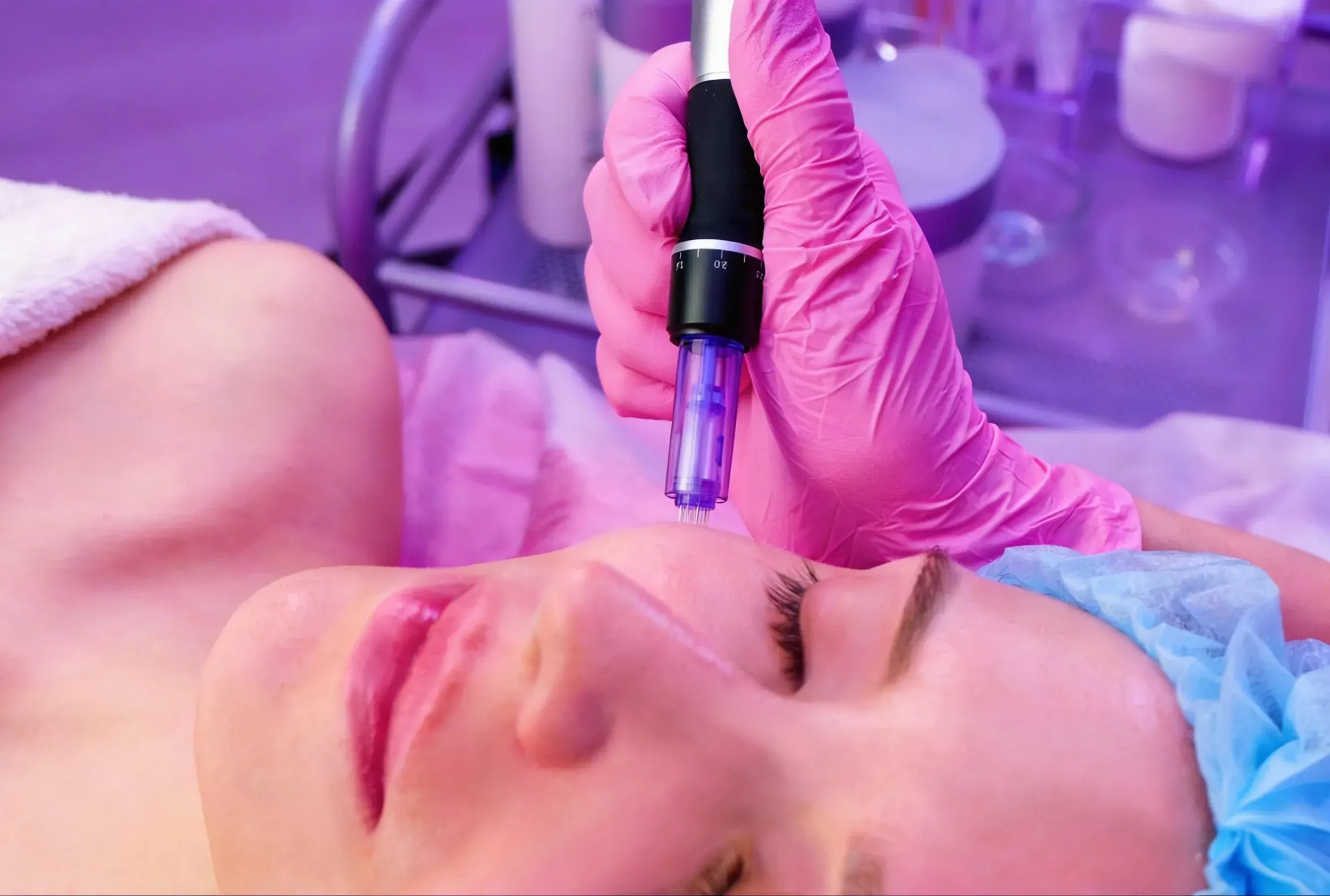 Abstract skin rejuvenation background for microneedling concerns